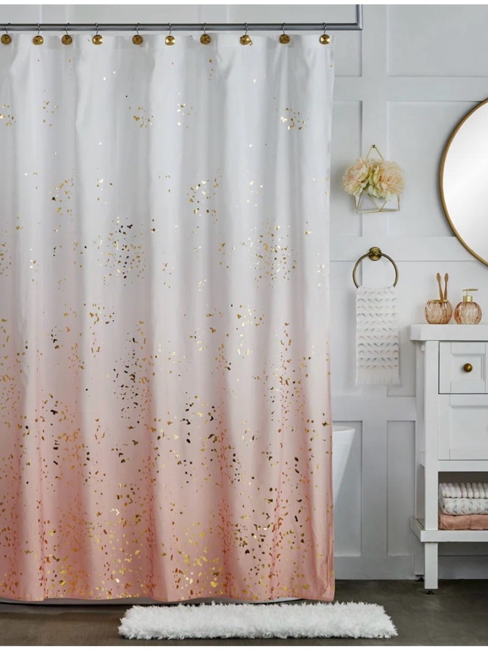 Buena Vista Ombré Blush & Gold Shower Curtain